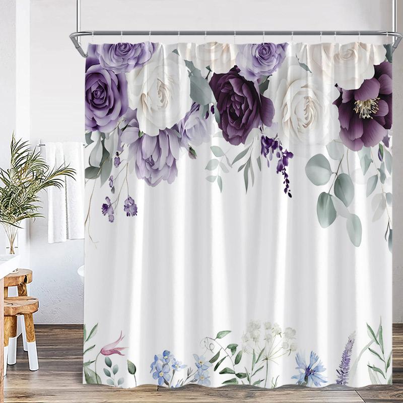 Grüne Blätter Kolibri Duschvorhänge Aquarell Pflanze Blatt Schmetterling Vogel Floral Badevorhang Stoff Heim Badezimmer Dekorationsset