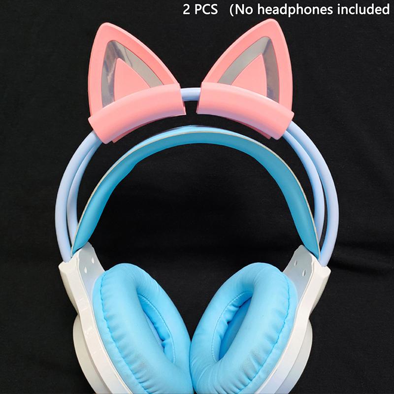 2Pcs Cat Ear For Earphone Gaming Headsets Attachment Stereo Headset Decoration Lightweight Silicone Pendant