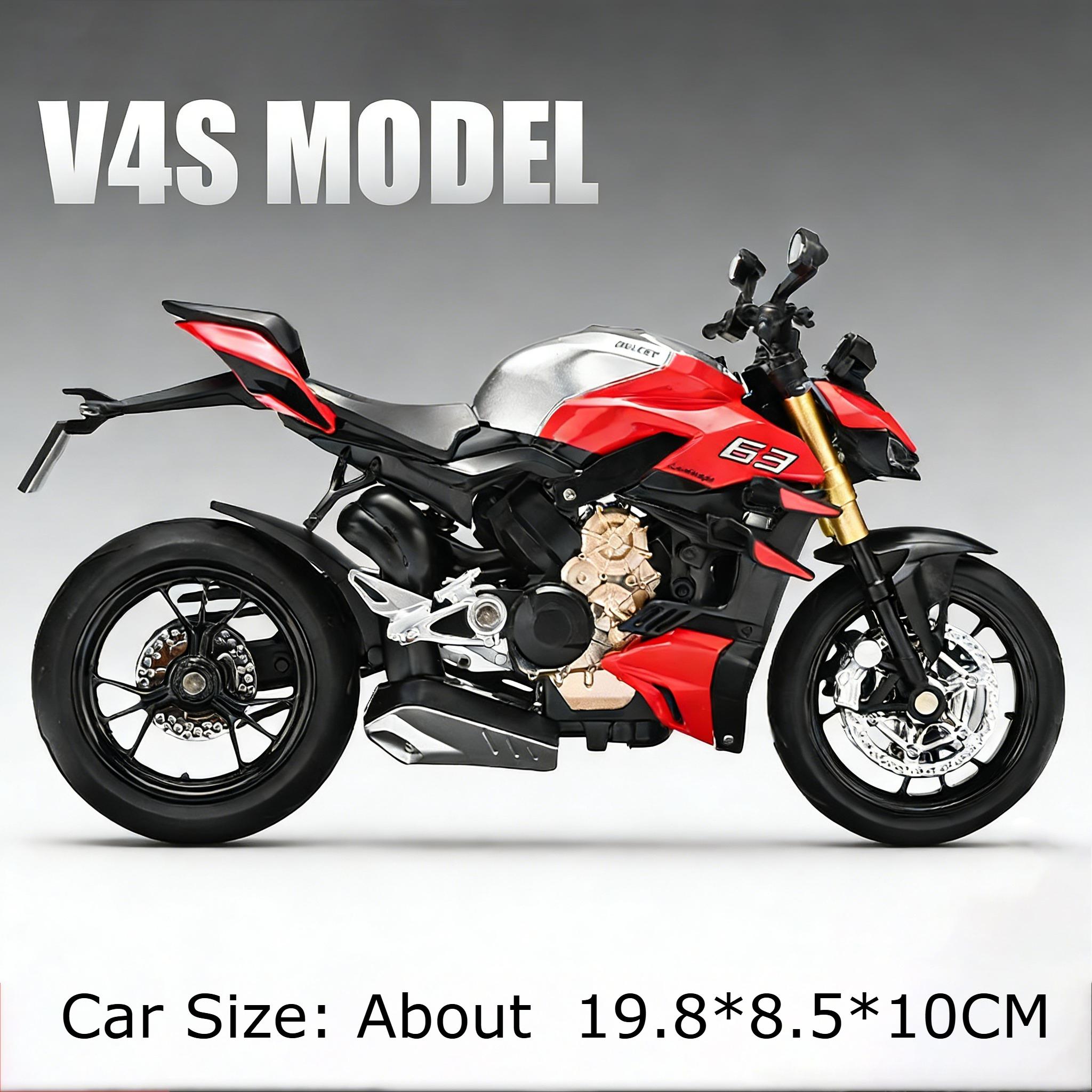 1:12 V4S Motorrad Legierung Druckguss Auto Miniatur Spielzeugmodell Sound Licht Vorderradlenkung Gummireifen Fahrzeuge Geschenk Für Kinder black