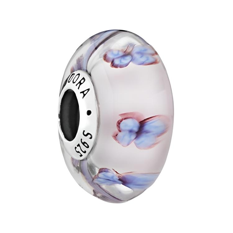 Pandora Pink Murano Glass Butterfly Pendant Unisex Jewelry 797893 Box,F,Pink/Silver