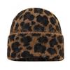 Womens Retro Leopard Print Knit Beanie Hat Warm Winter Outdoor Street Style Unisex Chunky Slouchy Cap