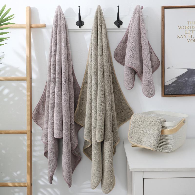 Thickening High Quality Bamboo Charcoal Coral Velvet Fiber Bath Towel Super Absorbent And Quick Drying Bath Towel Bathroom Use