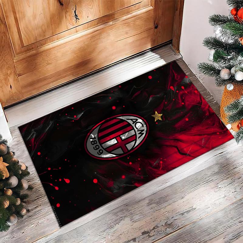 AC Milan Theme rug Soft Crystal Velvet Area Rug Non-Slip Floor Carpet for Living Room Bedroom Nursery