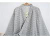 Men's Mid-Length Cotton Gauze Kimono Robe - Seigaiha Pattern, Lightweight and Loose-Fit Pajama-Style Bathrobe