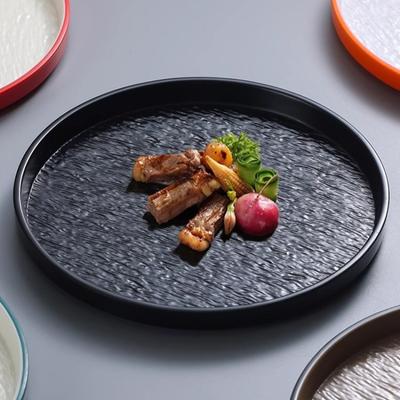 Moderne Runde Stein Melamin Steak Pasta Teller Japanisches Grillfleisch Besteck Hausmannskost Geschirr Teller Küchenutensilien Dekoration
