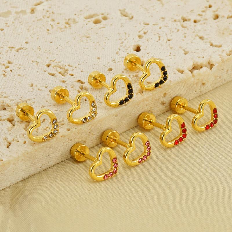 2026 Heart-shaped Design Diamond-set Stud Earrings Light Luxury High-end Sense Simple Versatile Earrings Women