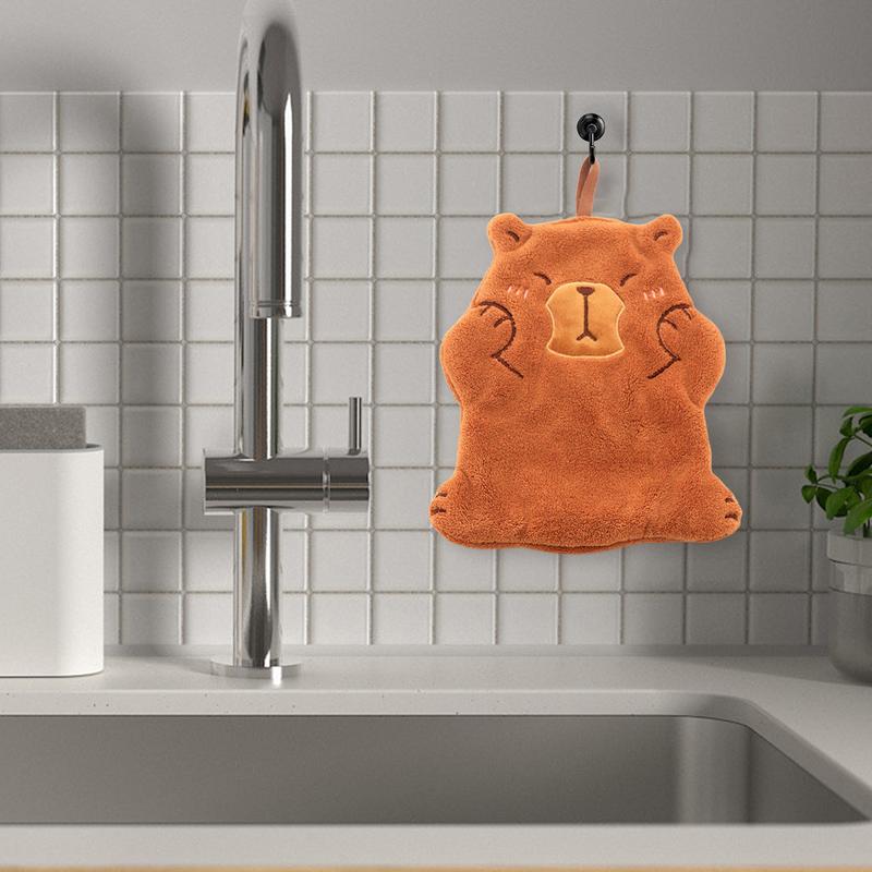 Capybara Hand Towel Coral Velvet Kitchen Hand Towels Absorbent Children Hand Towel Quick Drying Bathroom Hand Towel With Loop