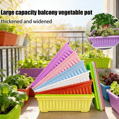NEW Modular Garden Planter Box Set Interlocking Rectangular Pots with Drainage for Growing Lettuce Strawberries In Limited Space