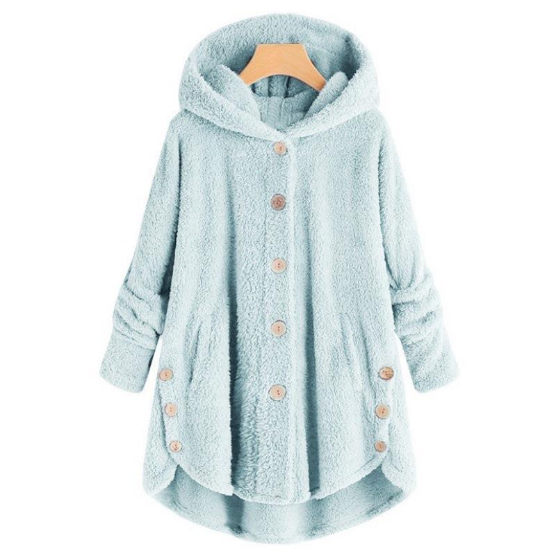 Women's Coat Winter Coat Fashion Plush Pocket Irregular Long Sleeve Keep Cat Ears Warm Coat Plus Size