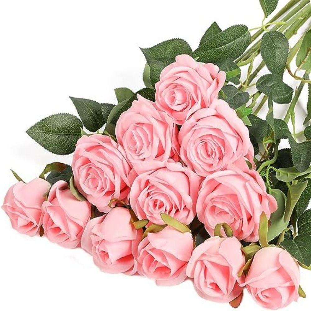 

Night Table Centerpieces Red Roses DIY Floral Arrangment Bridal Fake Roses Bouquet Colorful Valentines Day Decor