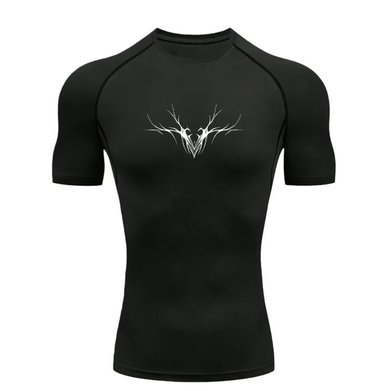 Men's Sports Boxing Fitness Clothing Gym Stretchy Moisture-Wicking Training Quick-Dry Short-Sleeve Outdoor Jogging Shirt Elastic Fitness Suit