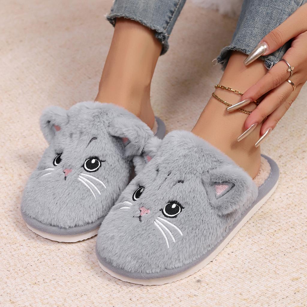 Damen Winterschuhe Warm Indoor Warme und Niedliche Katzen Hausschuhe