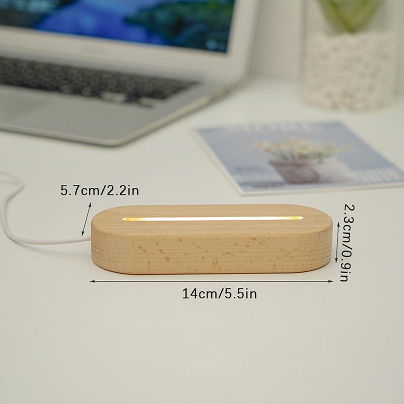 DIY Massivt Tre Lysende Lampeholder 3D Akryl LED Massivt Tre Nattlys Base Romdekorasjon Stuedekorasjon