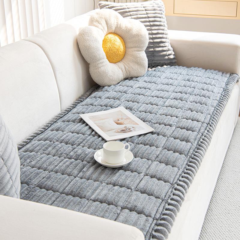 Новый вельветовый стеганый диванный полотенце, зимний теплый утолщенный плюшевый чехол для дивана, Г-образный секционный противоскользящий современный чехол для дивана 60x60