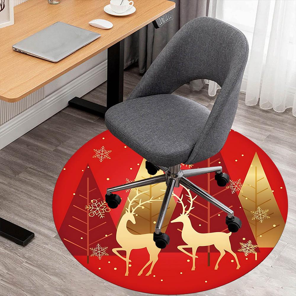 

1pc Christmas, deer Round Chair mat Area Rug - Non-Slip, Floor Mat for Office, Bedroom, and Indoor Decor c1125374 80cm by 80cm