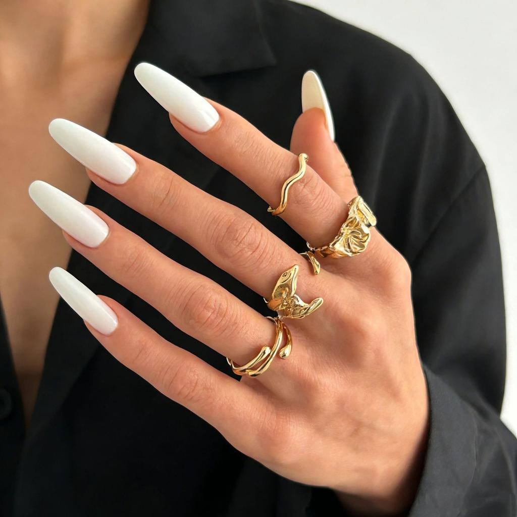10pcs Set Vintage Hip Hop Geometric Ring Sets for Women Men Female Exaggerated Adjustable Ring Finger Rings Y2K Jewelry Gift
