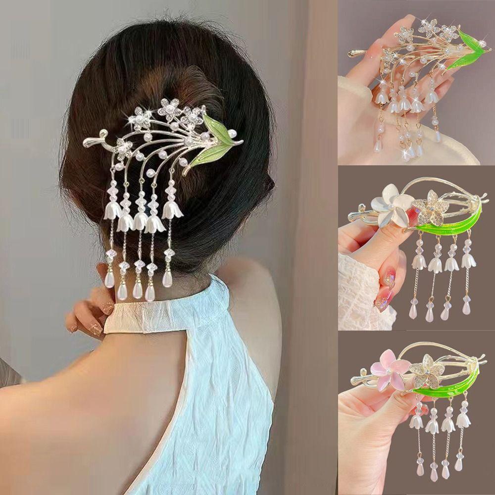 Koreanische Quasten-Haarklammern Exquisite Metall-Blumen-Haarspangen Für Frauen Mädchen Haarschmuck
