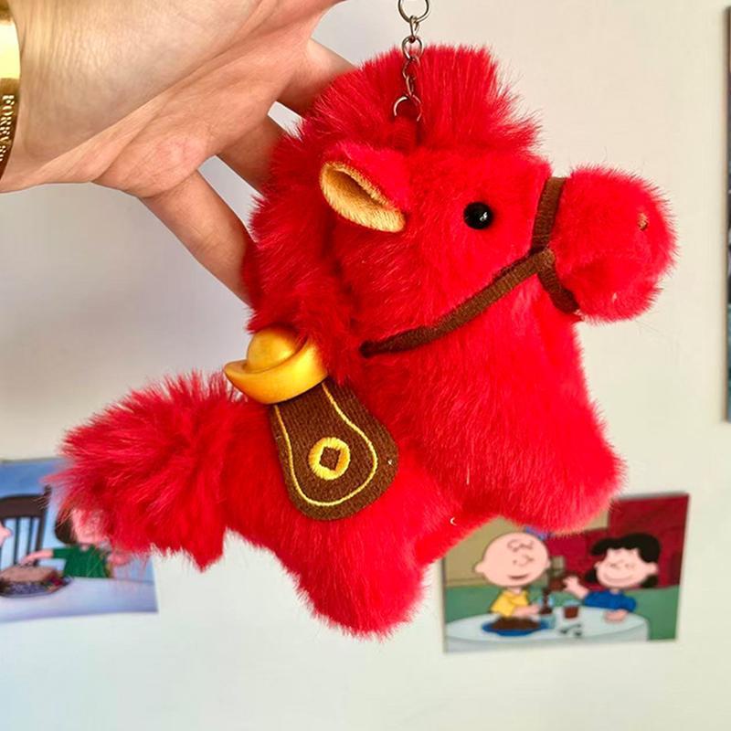2026 Zodiac Pony Pluche Speelgoed Sleutelhanger Schattige Cartoon Kleine Paard Maskotte Pop Tas Hanger Rugzak Ophangdecoratie Jaar Cadeaus