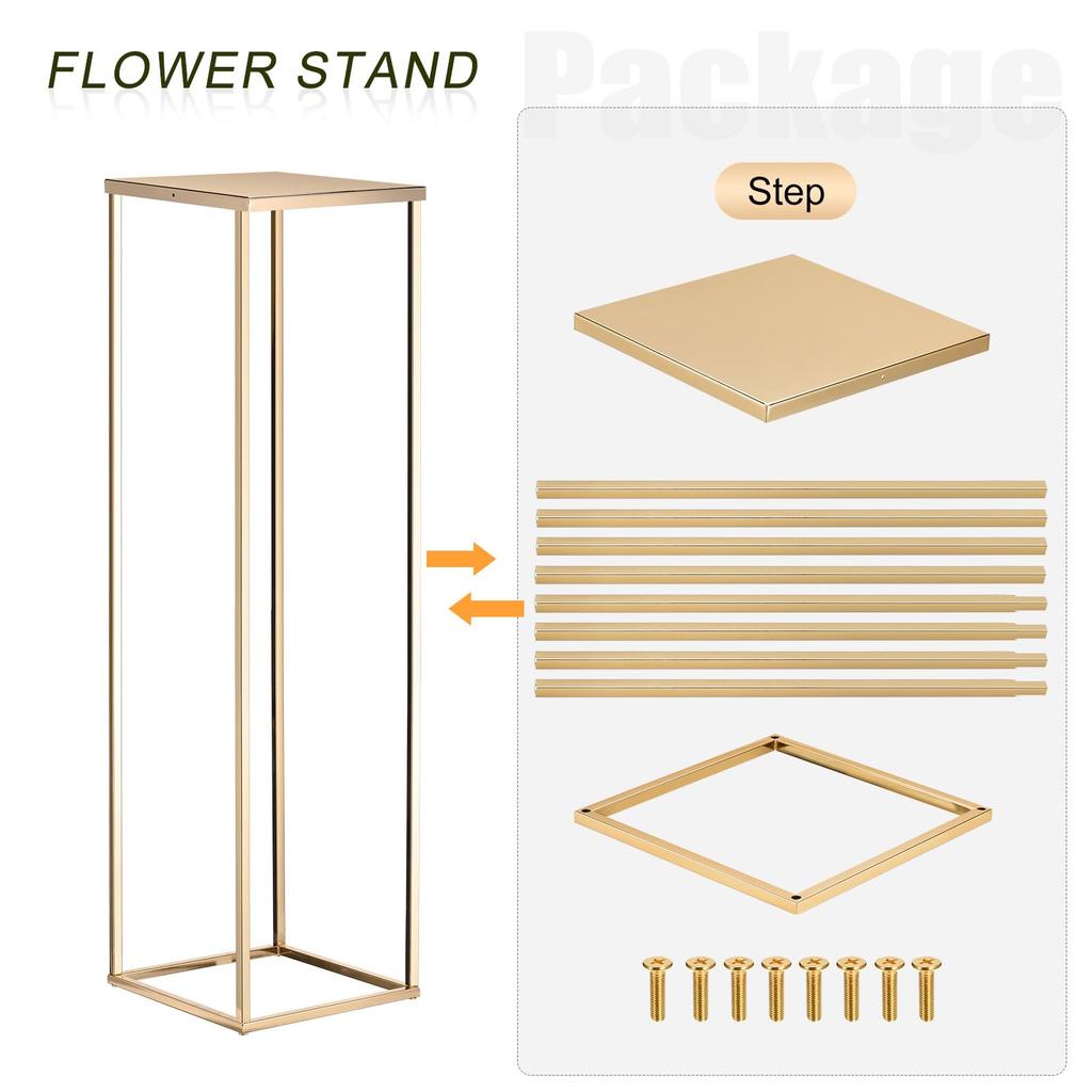 Uxcell Wedding Flower Vase Metal Flower Stand for Wedding Party Dinner Centerpiece Height 40cm 60cm 80cm Flower Gold 1 Set Stand, Pillar, Decoration,