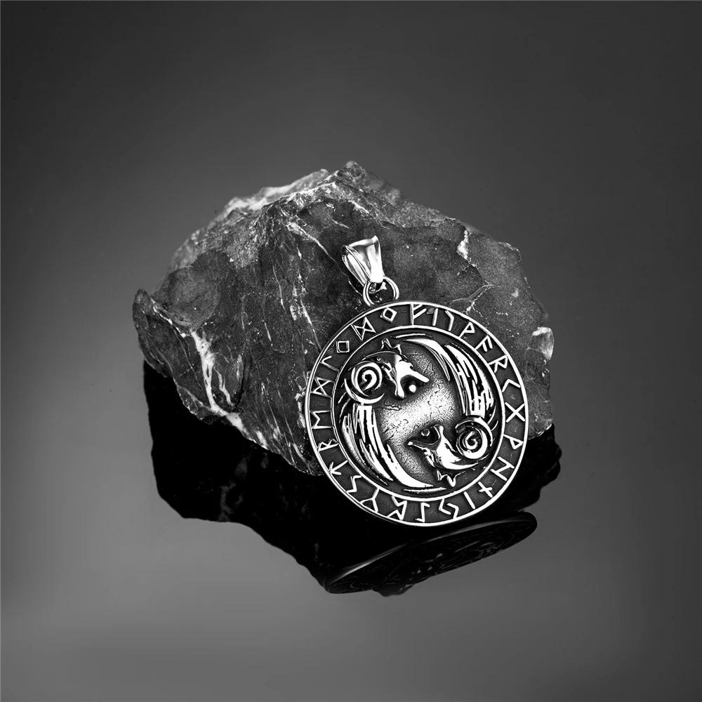 Wikinger Odin Wolf Halskette Herren Edelstahl Nordische Runen Keltischer Wolf Anhänger Vegvisir Amulett Nie Verblassend Skandinavischer Schmuck