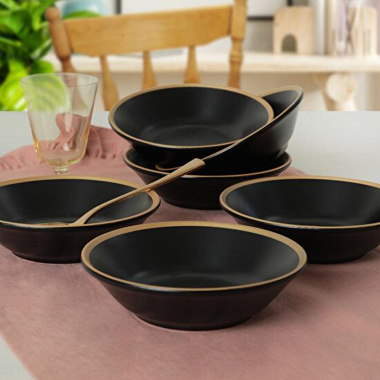 

Керамика Столовая тарелка Hittite Matte Black Gold Mesh 18 см, 6 предметов