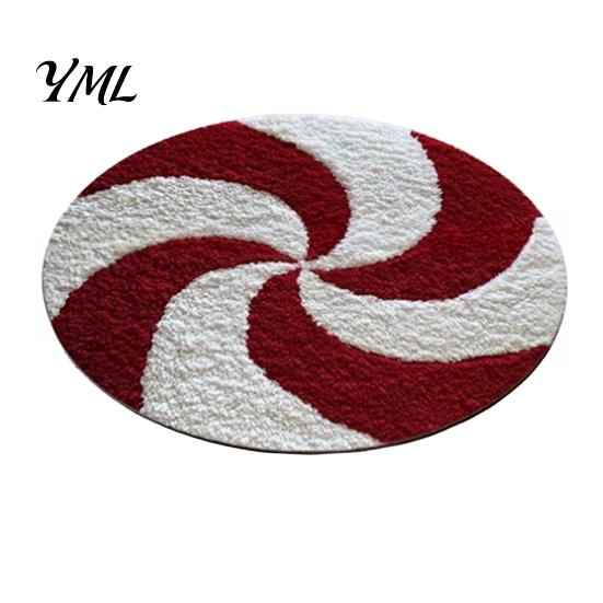 Soft Imitation Cashmere Rug Round Christmas Rug, 39" Santa Snowflake Pattern, Non Slip Carpet Holiday Area for Home Living Room Bedroom Decor Washable