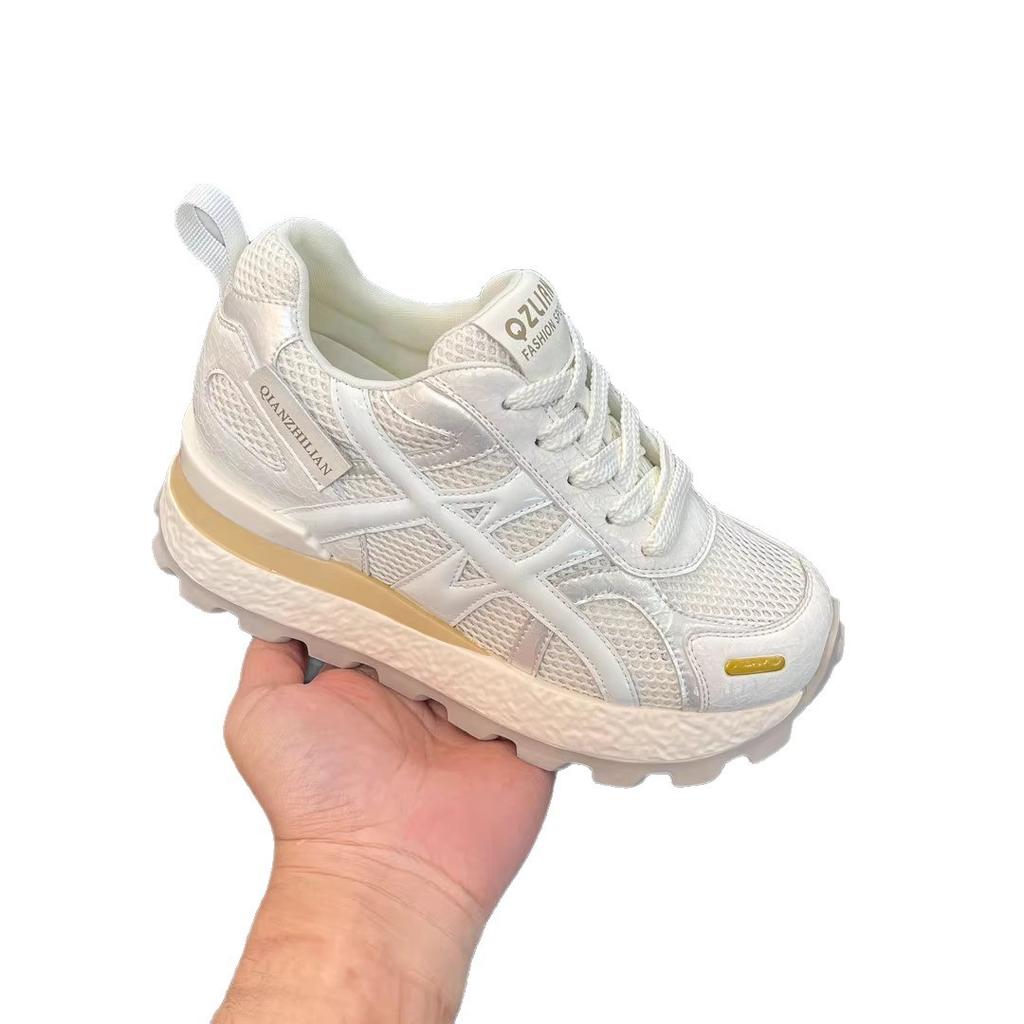 Cowhide Version~ Height Increase 8cm Genuine Leather German Training Shoes 2025 Spring and Summer Thick-soled Versatile Mesh Forrest Gump Shoes C