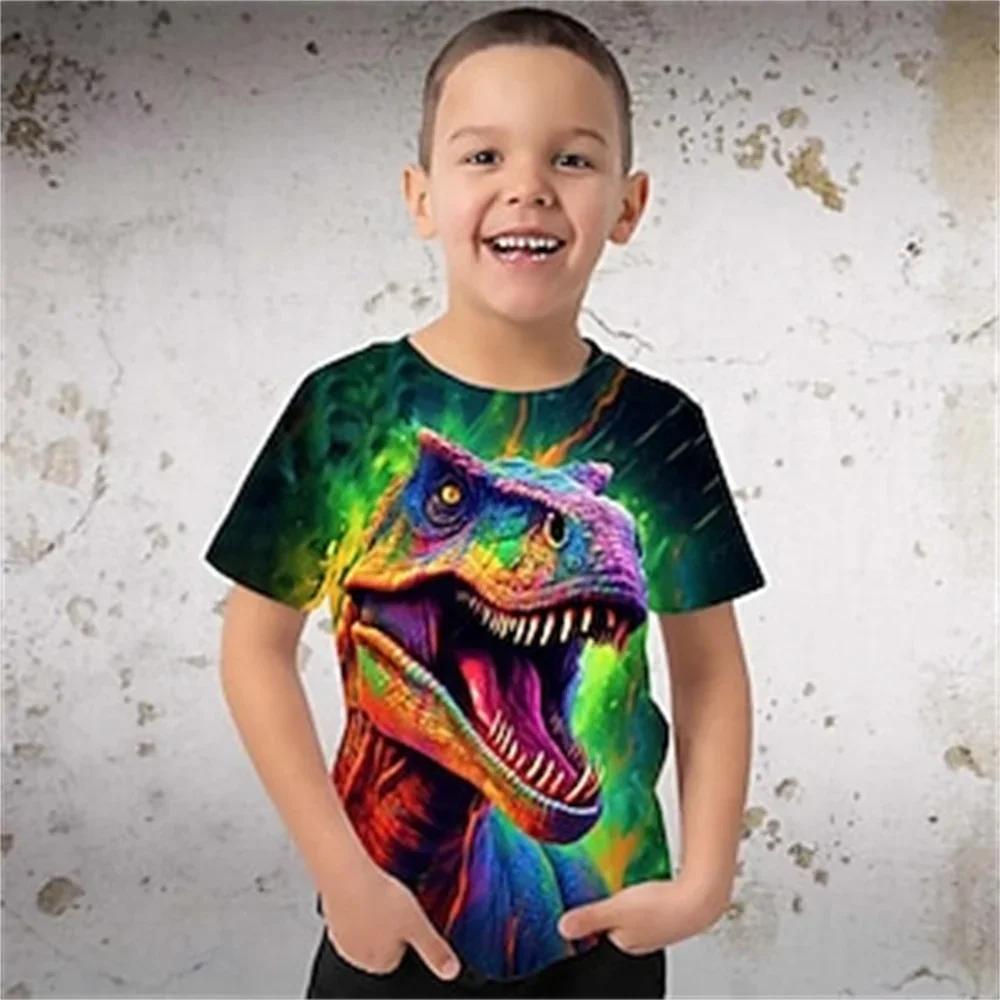 Children's Clothing Dinosaur T-Shirt For A Boy Baby Summer Clothes O-Neck Children Top Tees Fashion One Piece 2025 Kids Clothes