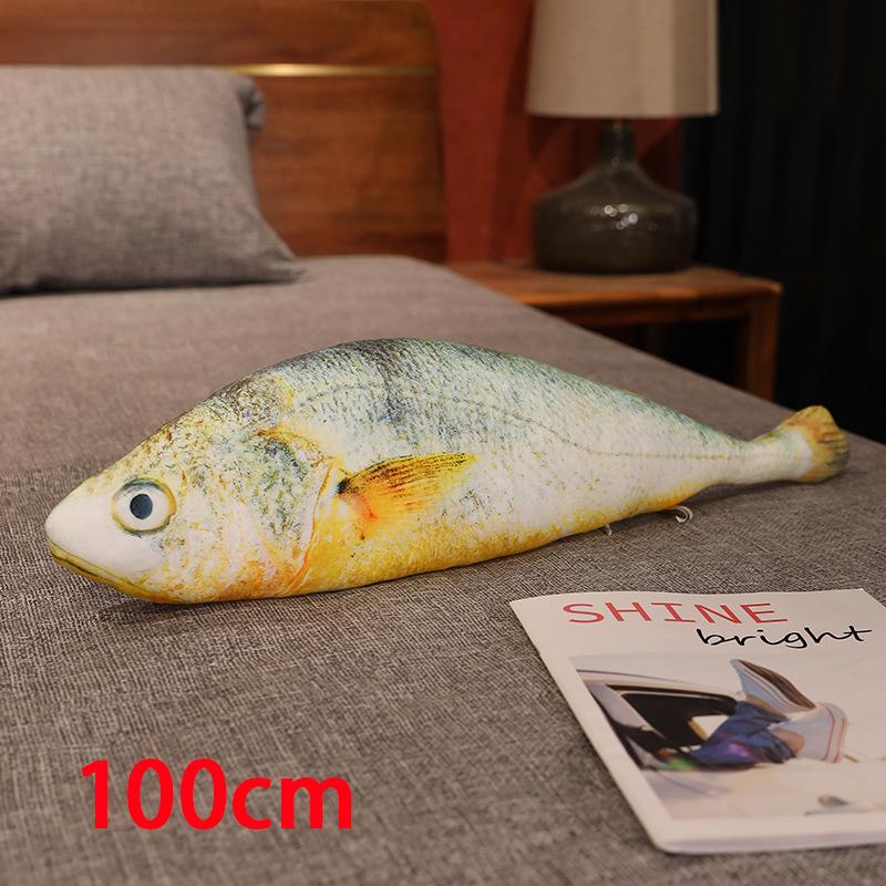 25/60/80cm Large Yellowfish Plush Toy Fur Fish Fur Rug Long Puppet Legged Companion for Sleeping Plush Pillow Gift