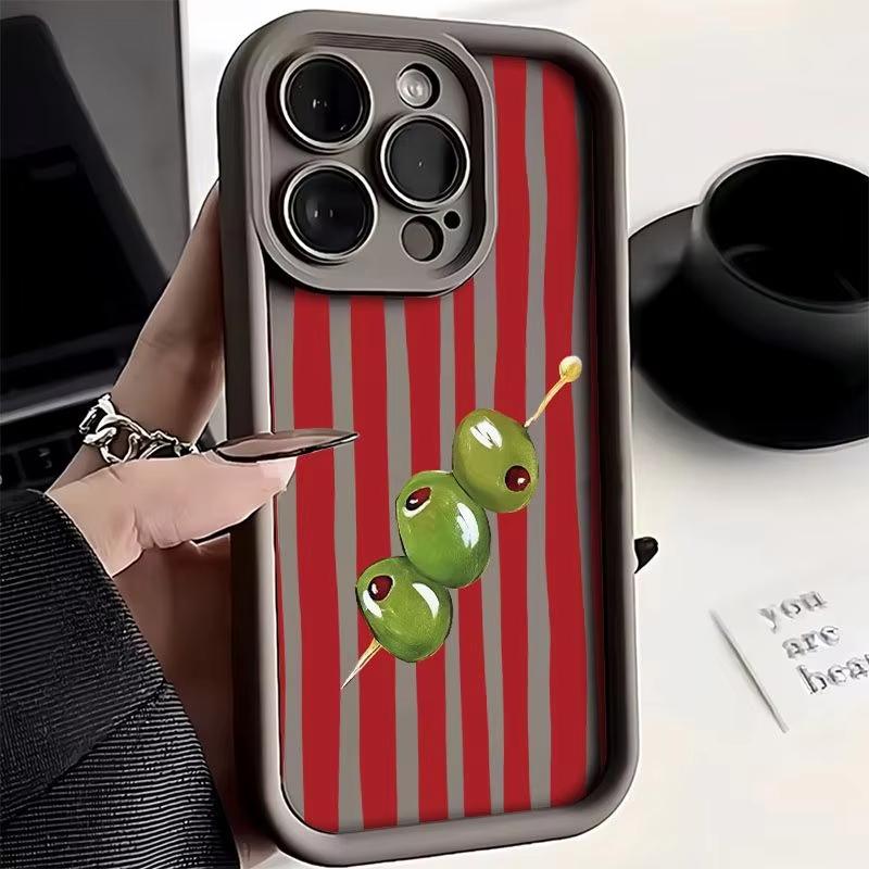 

Green Olive Red Striped Phone Case For Xiaomi Redmi Note 14 Pro 4G 15 13 12 11 Pro Plus Redmi Note13 pro 5G Soft Silicone Cover Redmi Note 11ProPlus