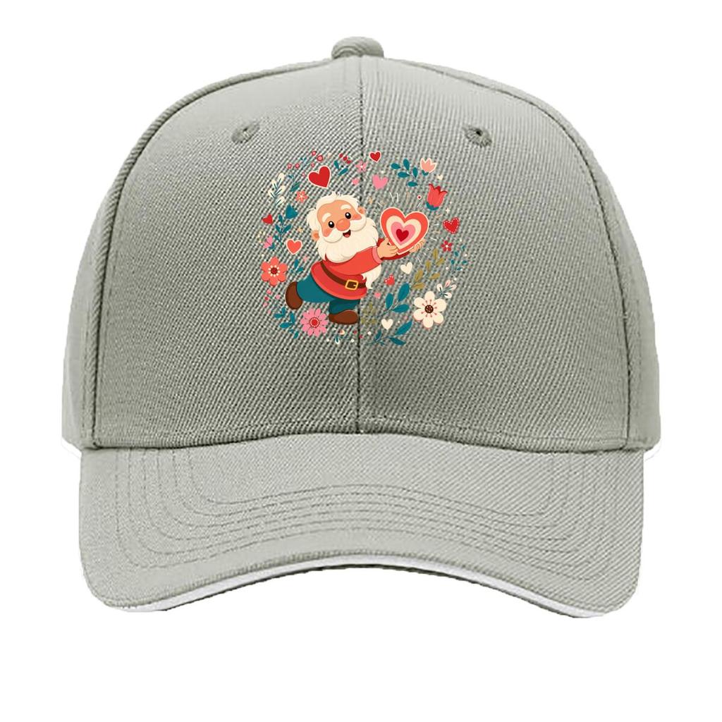 Whimsical Valentine Gnome Bloom Hear Sandwich Baseball Cap Sun Cap Outdoor Workouts Hat