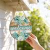 Spring and Summer Floral Wooden Welcome Sign, Single-Sided Printed Hanging Door Sign for Front Door and Home Decor