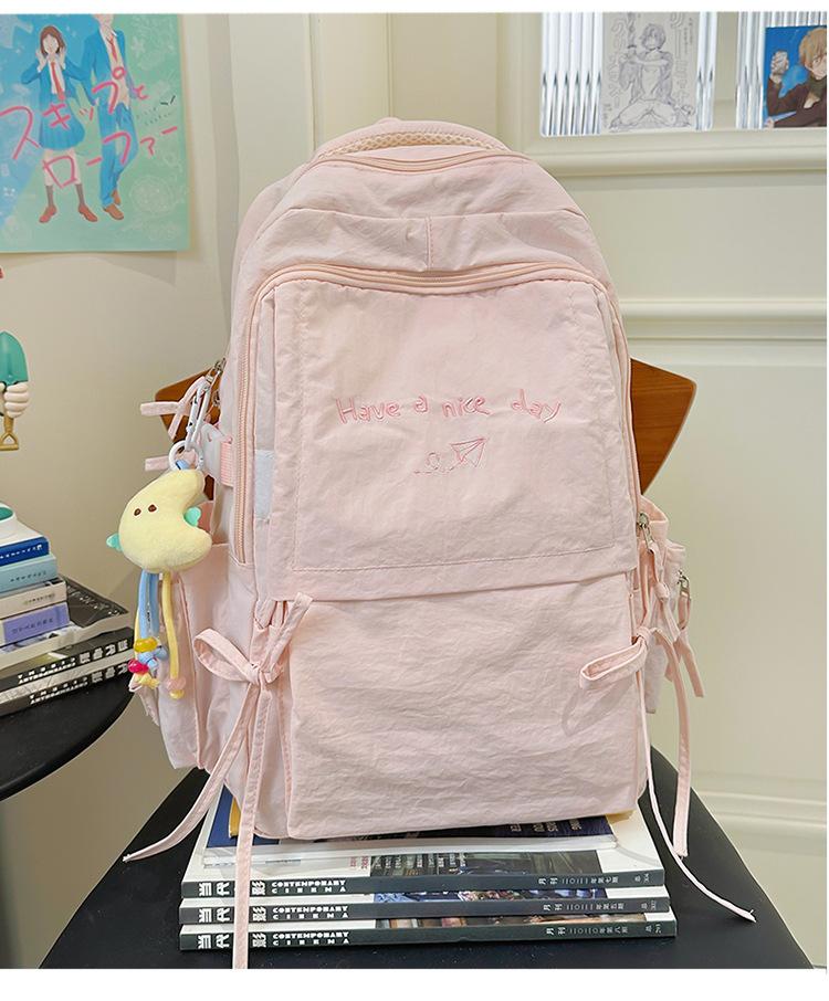 School bag light solid color outdoor travel large capacity back leisure versatile large