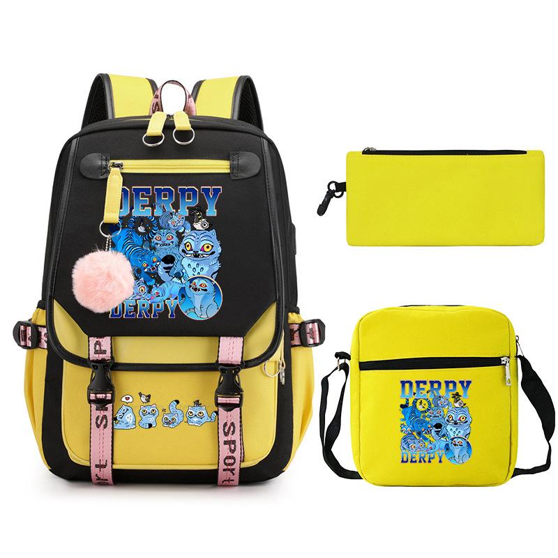 Animation Cartoon Peripheral Printing Children'S Backpack Campus Large Capacity Primary And Secondary School Students Schoolbag Three-Piece Set