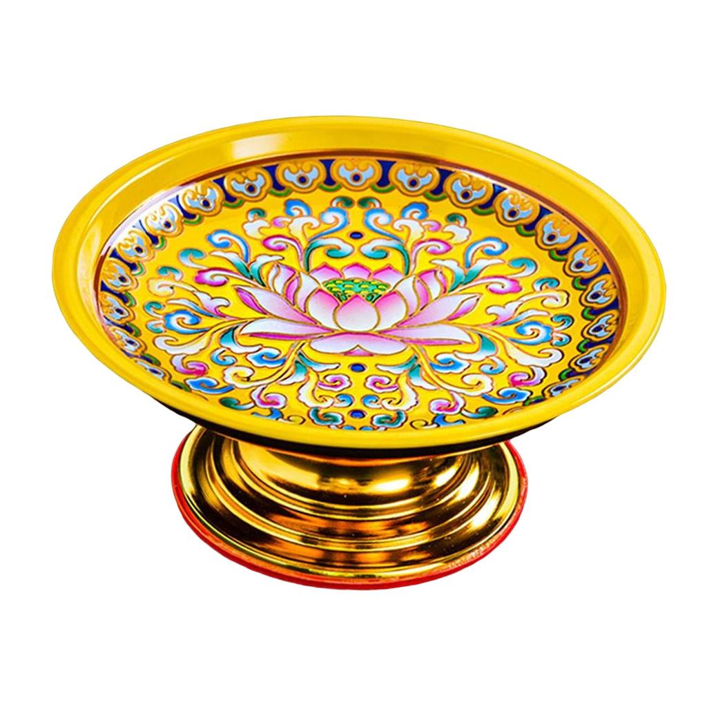 Alloy Temple Tray Easy to Fill Buddhist Decoration Chinese Style 7 Inch