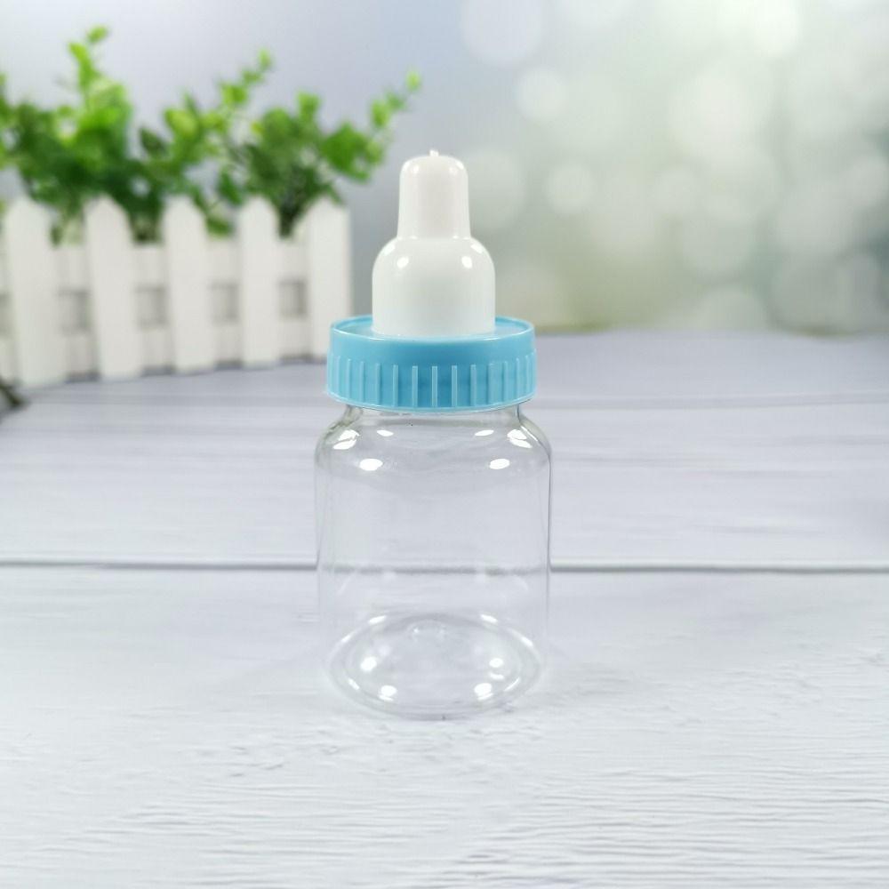 4pcs Pink Blue Baby Bottle Candy Box Transparent Mini Feeding Bottle  Baby Shower Party