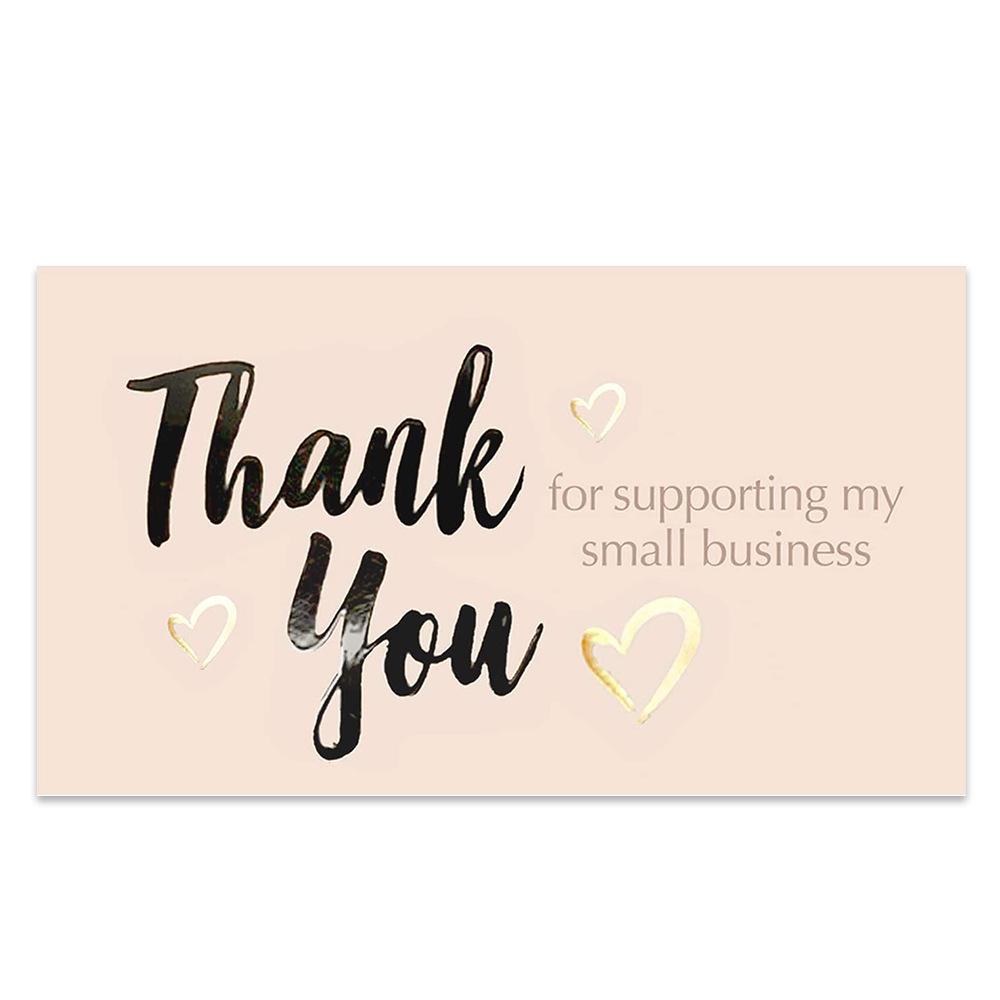 Pink Floral Hot Stamping Thank You Card Gift & Packaging Card 30pcs/pack