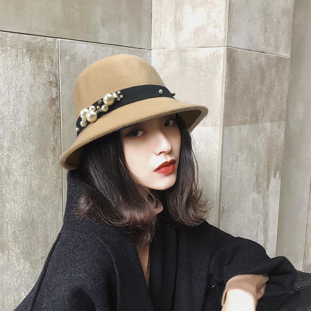 Women's Retro Wool Sun Hat Fisherman Cap European Round Top Hat