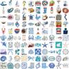 100 Blue Coast Aesthetic Graffiti Stickers DIY Decorative Guitar Laptop Suitcase DIY Waterproof