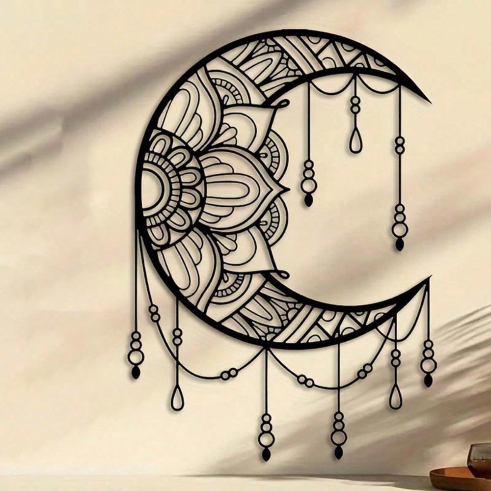 

1 шт. Простая настенная скульптура «Мандала Луна» - металлическая настенная скульптура-реплика, подходит для домашнего декора, модное настенное украшение в стиле бохо, для праздничных мероприятий TY7196 разноцветный