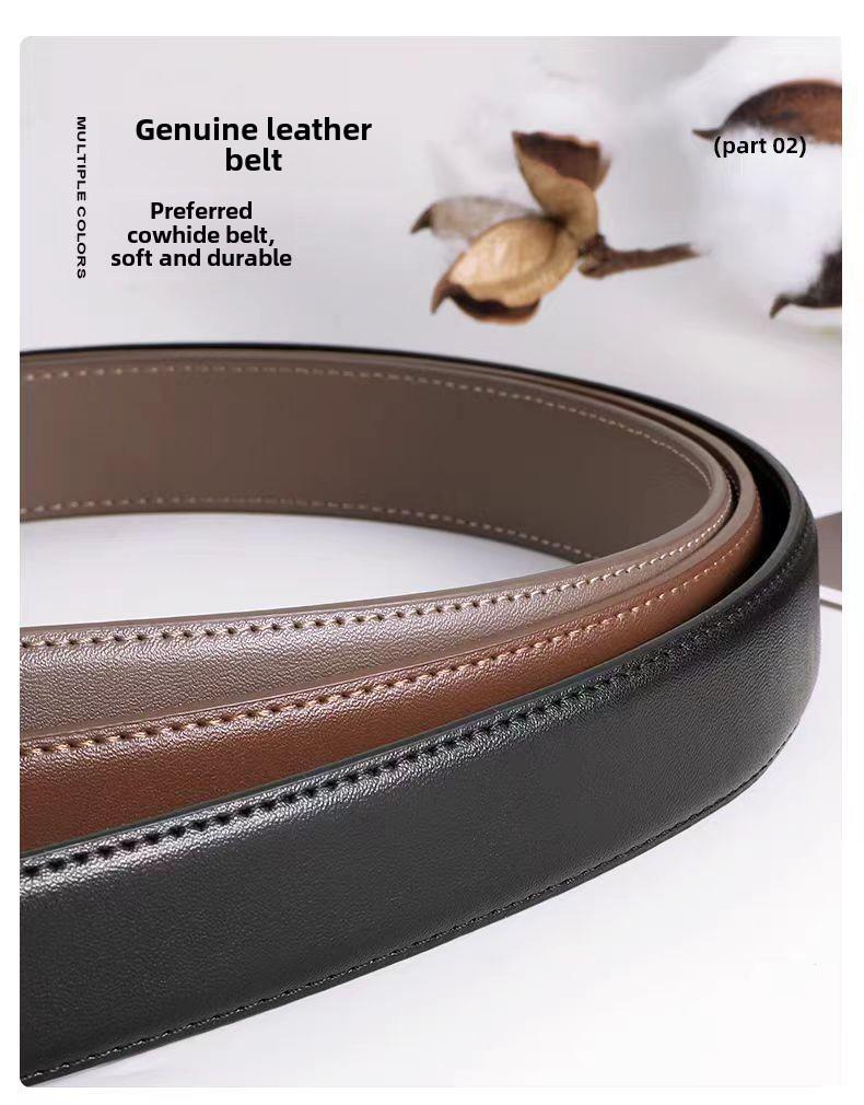 Women's Genuine Leather Belt: Stylish, Versatile Buckle, High-Grade Design for Jeans, Simple Cowhide.