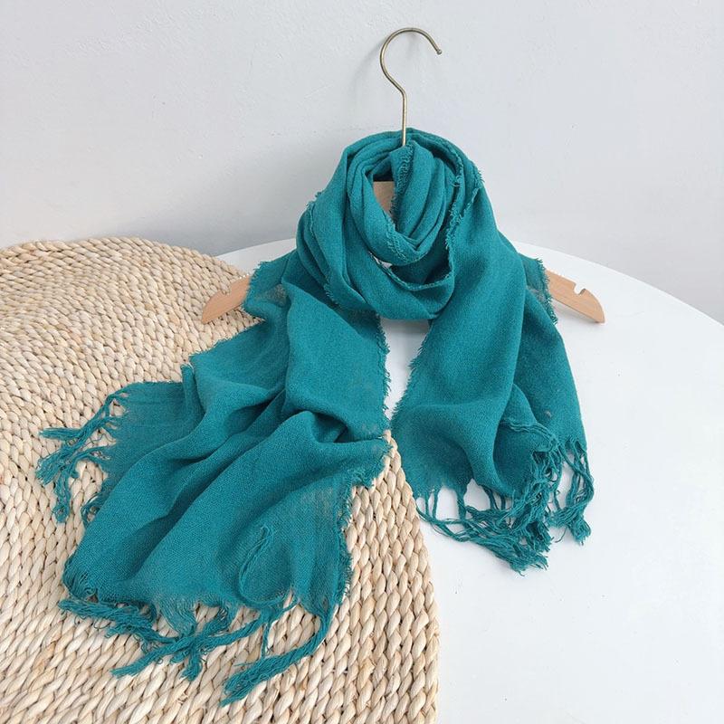 Thin Cotton And Linen Striped Scarf Literary And Versatile Soft Neck Protection Silk Scarf Women'S Travel Shawl