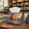 1pc, 2D Flat Printing, Tissue Box with Horse Pattern On The Beach At Sunset, Durable Decoration, Living Room, Bedroom, And Car, Ideal Choice for Home