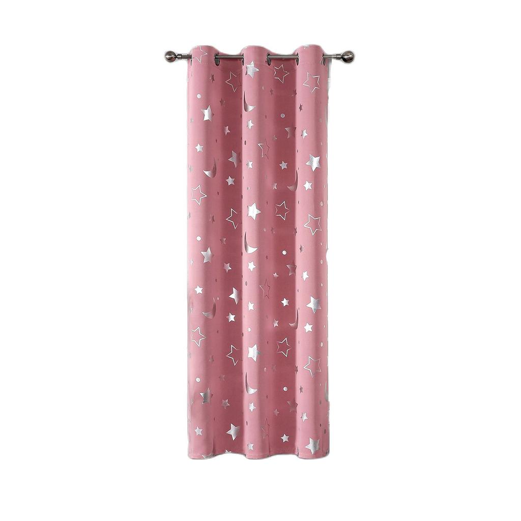 Room Darkening Curtains with Silver Star Moon for Boys Nursery Bedroom Blackout Kids Curtain Grommet Thermal Insulating Drapes