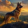 German Shepherd Standing in the Mountain Field Under Sunset Pattern Diamond Painting Kit, DIY 5D Full Round Rhinestone Mosaic Art Craft, Holiday Gift,