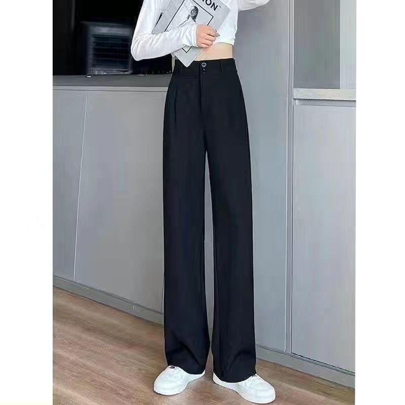 

Women s High-Waisted Wide-Leg Pants - 2026 Spring/Fall Casual Drape Nine-Point Style 2XL 120-130 lbs
