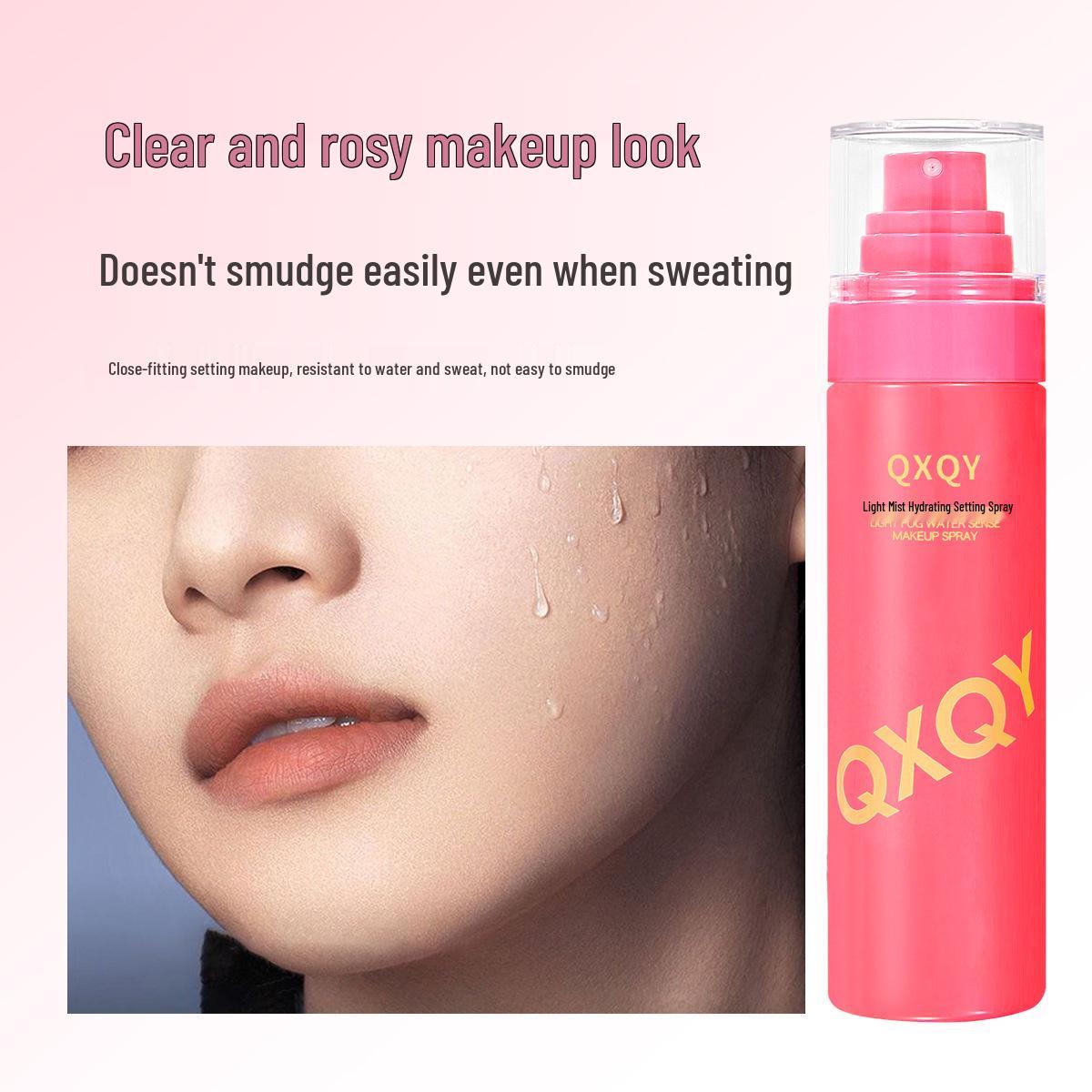 QXQY Спрей-фиксатор для макияжа - Контроль жирности, Водостойкий, Защита от пота, Стойкий, Не смазывается, Сияющий, Быстросохнущая пленка. Light Mist Watery Setting Spray