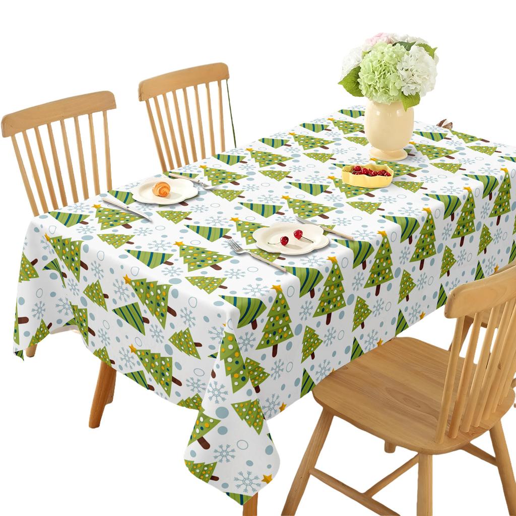 1pc 2026 Christmas Table Cloths Printed Waterproof Christmas Decoration Rectangle Party Table Cover Vintage Dining Table Cover