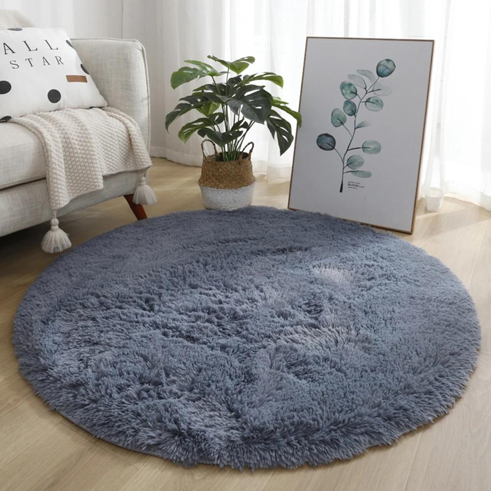 Soft Round Carpet Rug For Bedrooms Living Room Study Tent Solid Color Floor Car Thick Soft Plush Anti Slip Carpet Children Rug