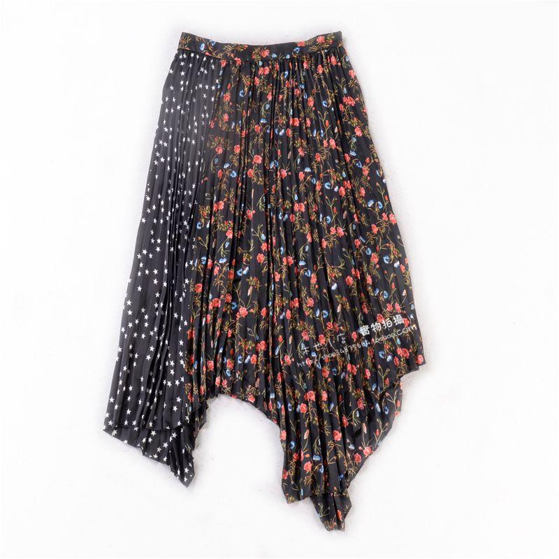 

26649 Summer New Arrival Fashion Fashion Rose Red Words Black and White Polka Dot Classic Pleated Pleated Black Skirt Black S